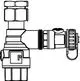 Kappenabsperrhahn aus Messing mit seitlichem Anschluss und Drehverschluss, hergestellt von IMI Hydronic Engineering, deutlich sichtbar im Bild dargestellt.